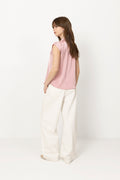Fleur Drapy Satin Blouse - Light Pink