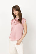 Fleur Drapy Satin Blouse - Light Pink