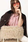 Fleur Drapy Satin Blouse - Light Pink