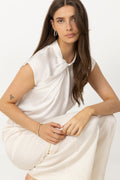 Fleur Drapy Satin Blouse - Off White