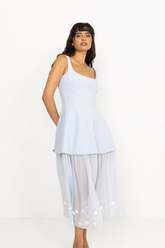 Elevated Bustier Dress - Light Blue Bloom