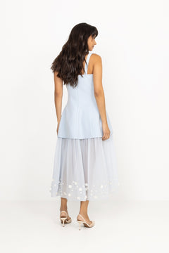 Elevated Bustier Dress - Light Blue Bloom