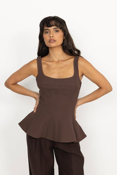 Elevated Structured Top - Cocoa