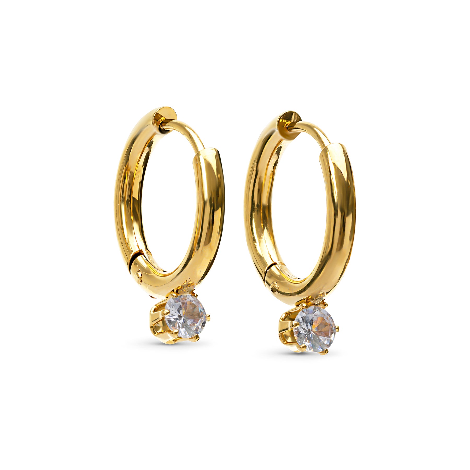 Oline Crystal Hoop Earrings - Guld