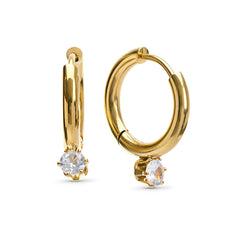 Oline Crystal Hoop Earrings - Gold