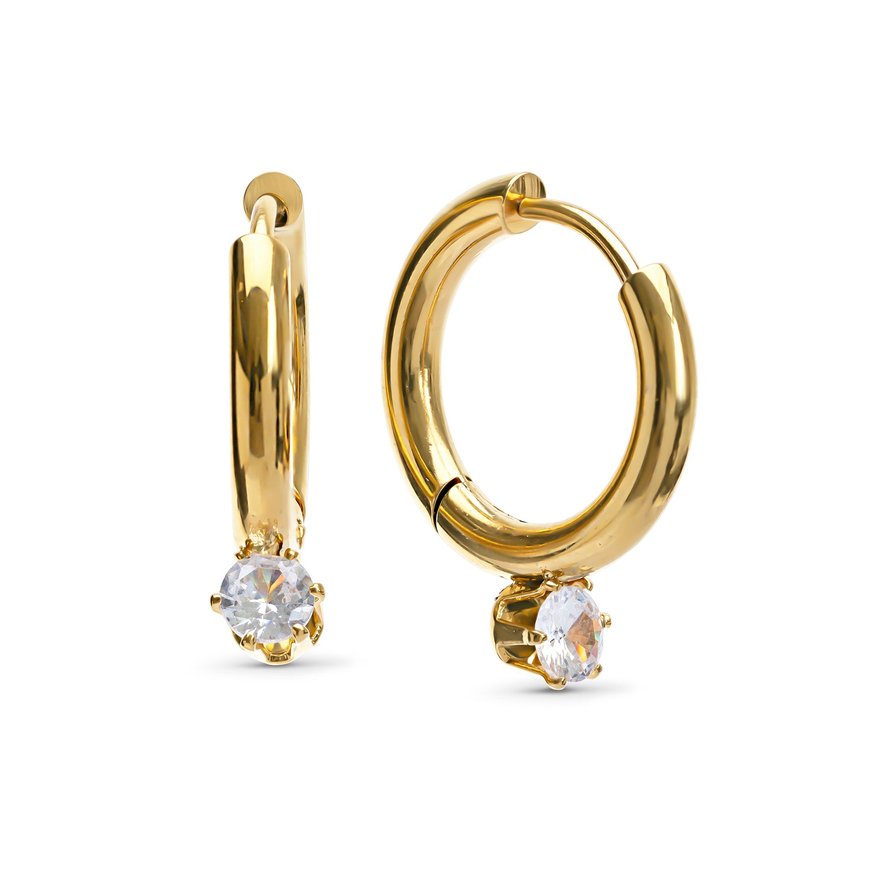 Oline Crystal Hoop Earrings - Guld