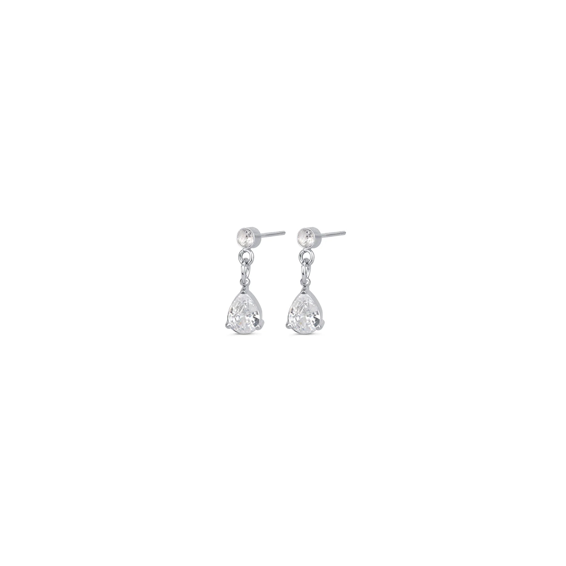 Roslyn Crystal Stud Earrings - Silver
