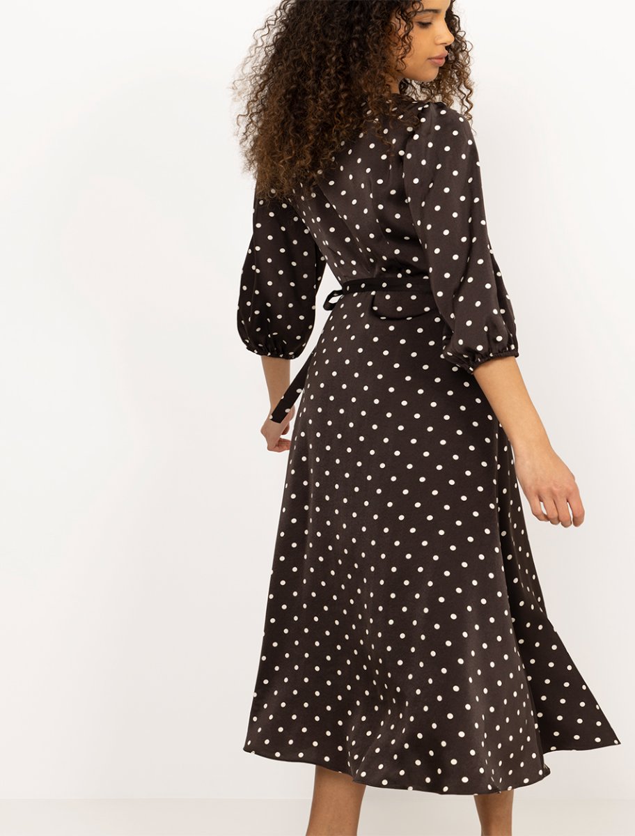 Malinga Dot Dress - Dark Brown