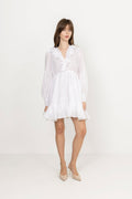 Cotton Slub V-Neck Dress - Vit