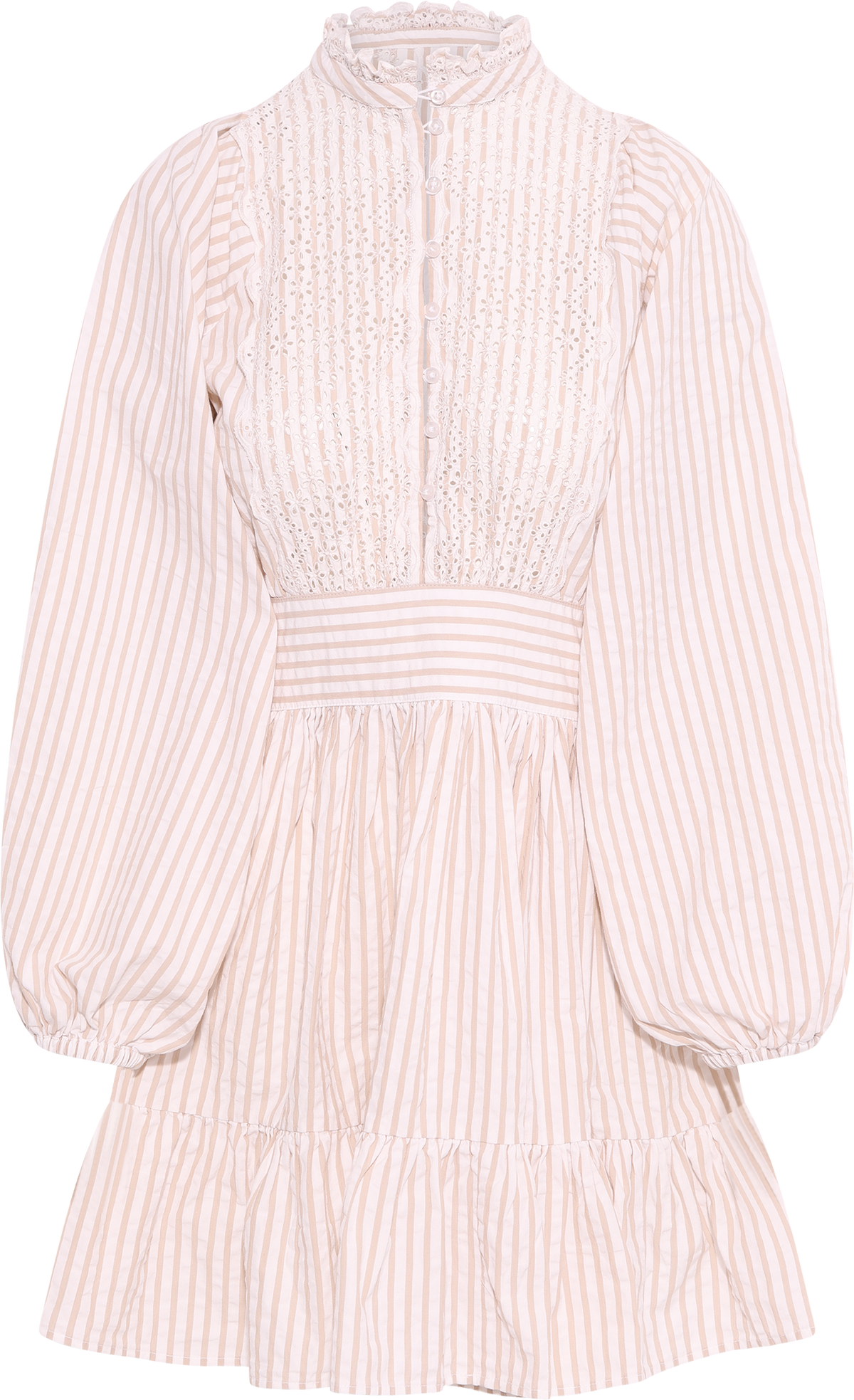 Seersucker Mini Dress - Khaki Stripe