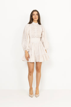 Seersucker Mini Dress - Khaki Stripe