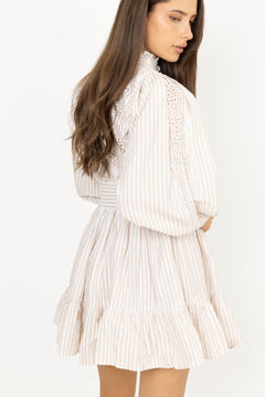 Seersucker Mini Dress - Khaki Stripe