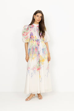 Dotted Georgette Tieback Gown - Flower Meadow