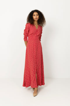 Spring Button-Down Dress - Red Dots