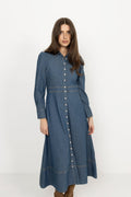 Denim Button-Down Dress - French Blue