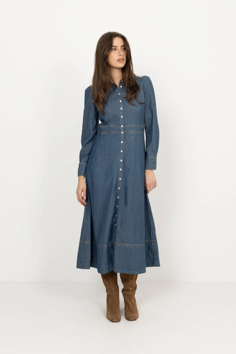 Denim Button-Down Dress - French Blue