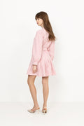 Seersucker Pleated Dress - Pink Stripe