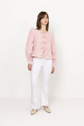 Seersucker Bow Blus - Pink Stripe