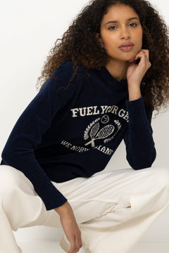 Deuce Chenille Sweater - Navy Blue