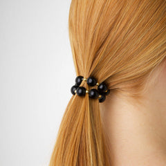 Anja Pearl Stretch Bracelet/Hair Tie - Black