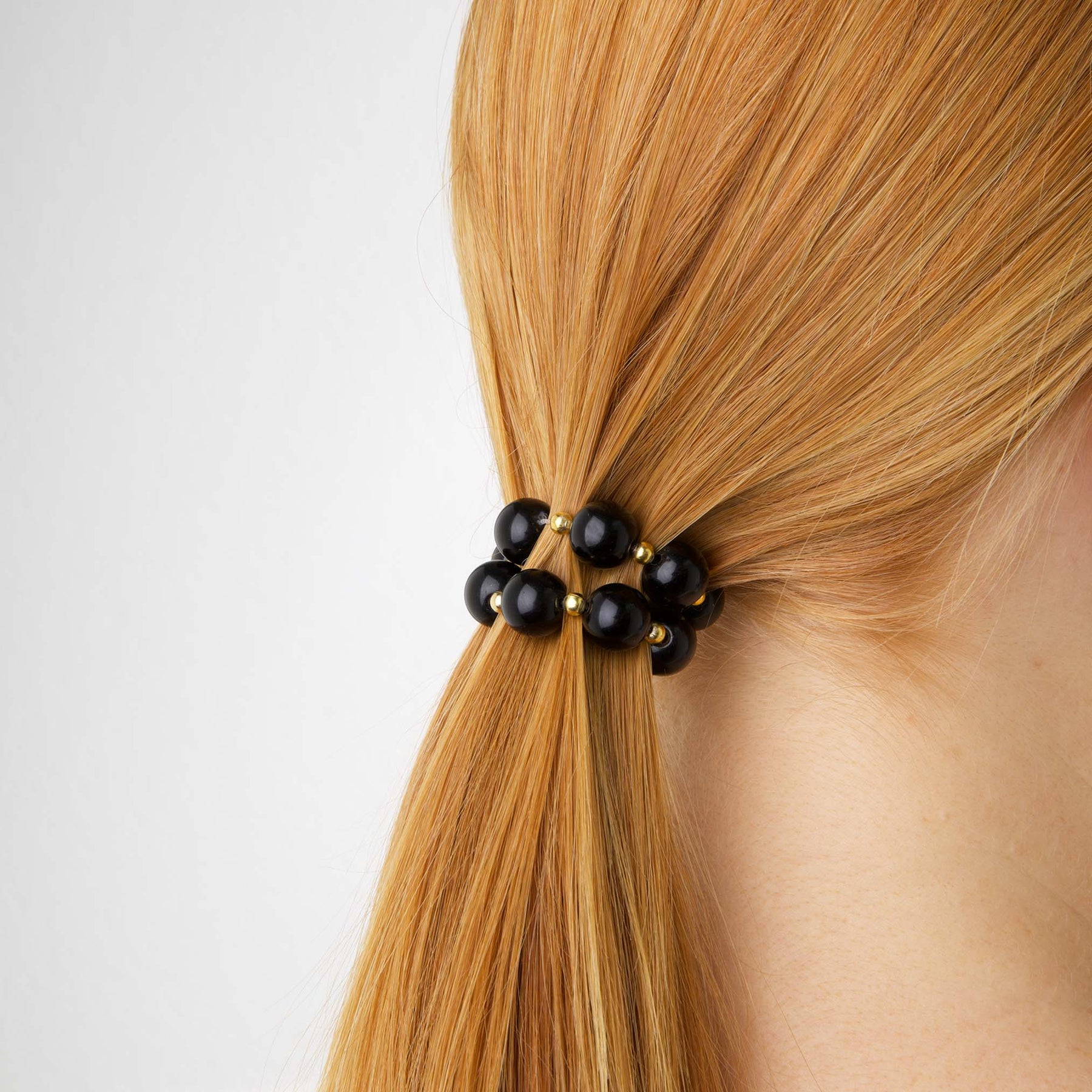Anja Pearl Stretch Bracelet/Hair Tie - Svart