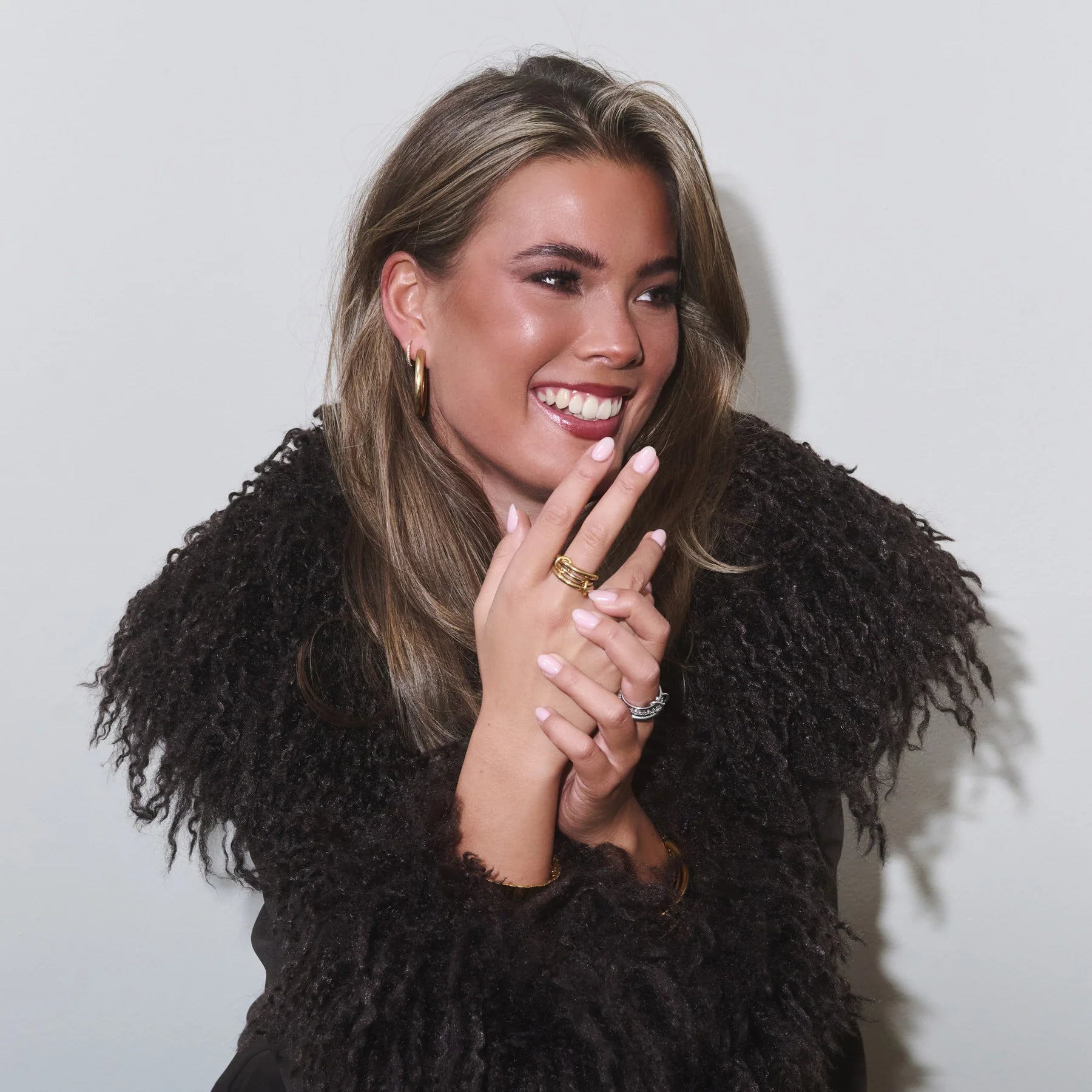Ethel Stacked Ring Crystal - Guld