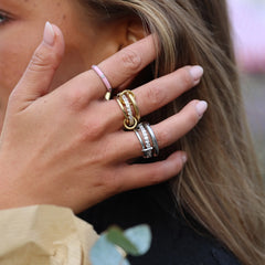 Ethel Stacked Ring Crystal - Gold