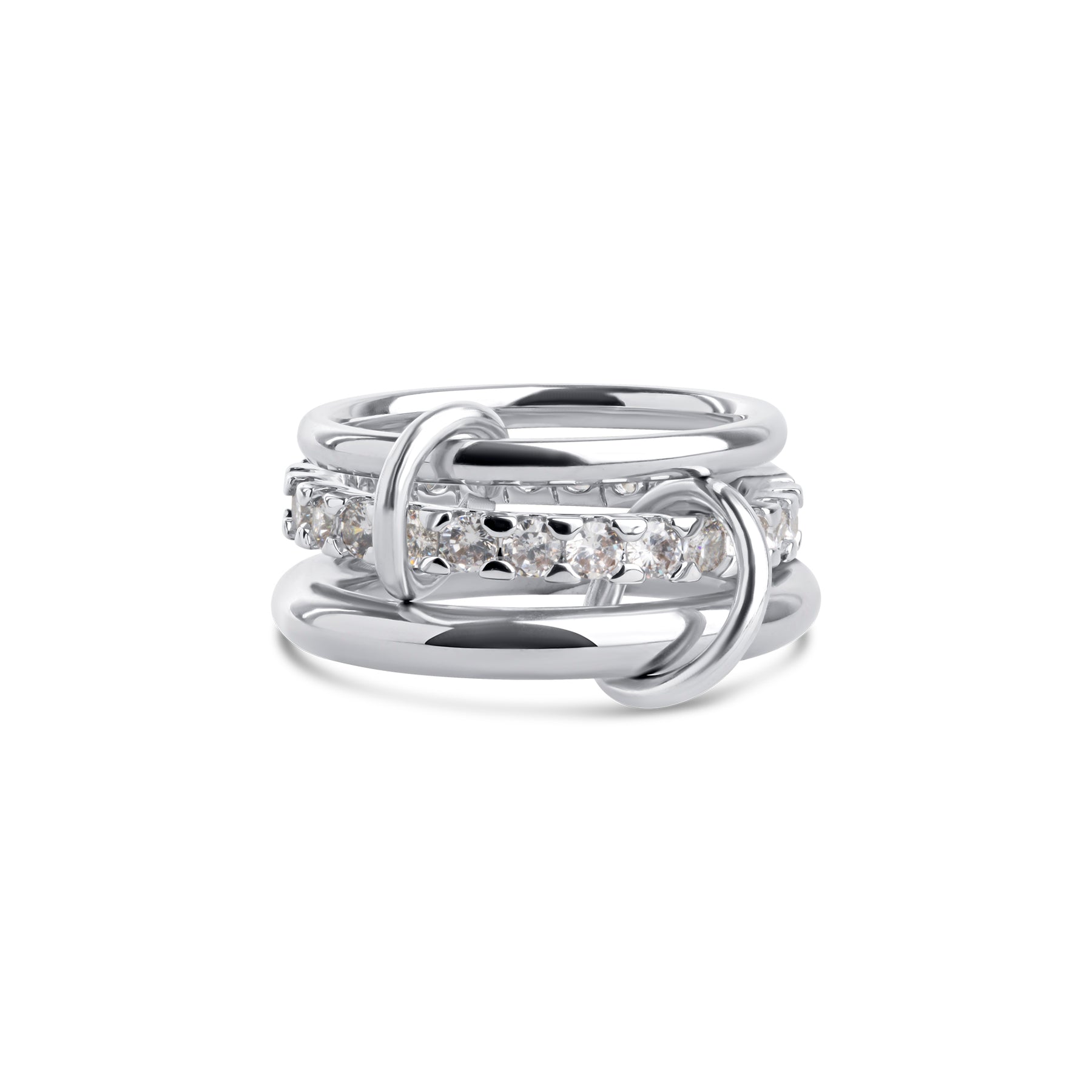 Ethel Stacked Ring Crystal - Silver