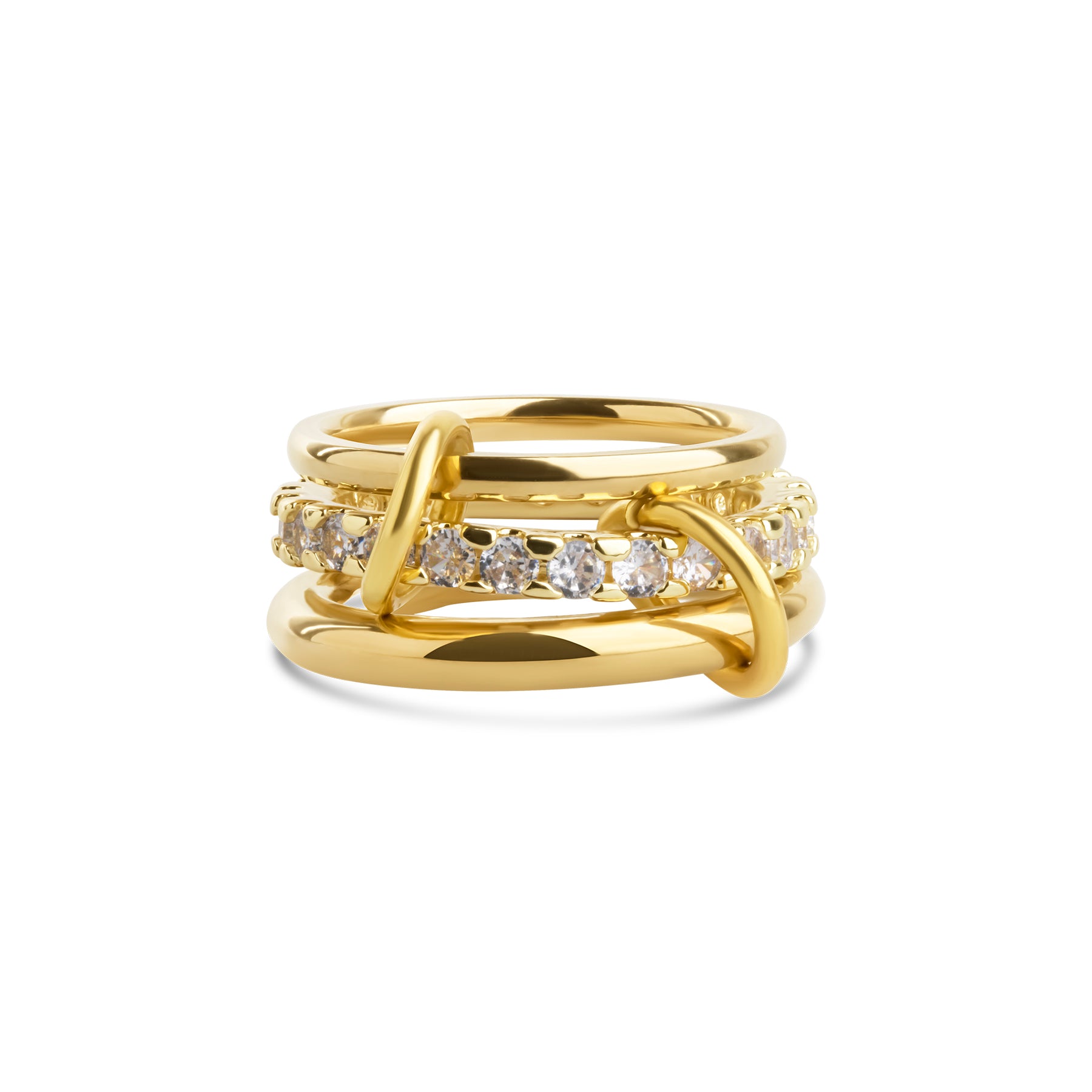 Ethel Stacked Ring Crystal - Guld