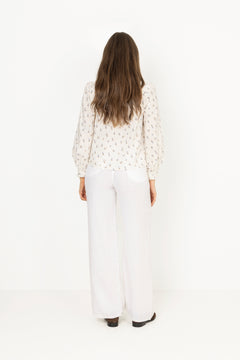 Emily Blouse - White Anemone Print