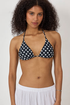 Kira Dot Bikini Top - Black