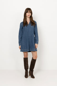 Haley Dress - Mid Blue