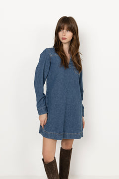 Haley Dress - Mid Blue