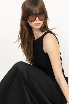 Peggy Rib Boatneck Top - Black