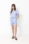 Gina Mw Crochet Edge Shorts B - Azurine Stripe