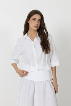 Cleo Regular 3/4 Cropped Shirt B - Bright White
