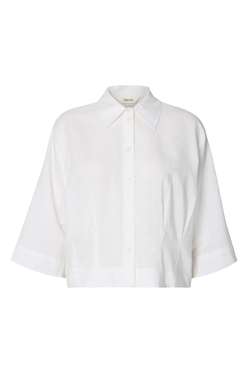 Cleo Regular 3/4 Cropped Shirt B - Bright White