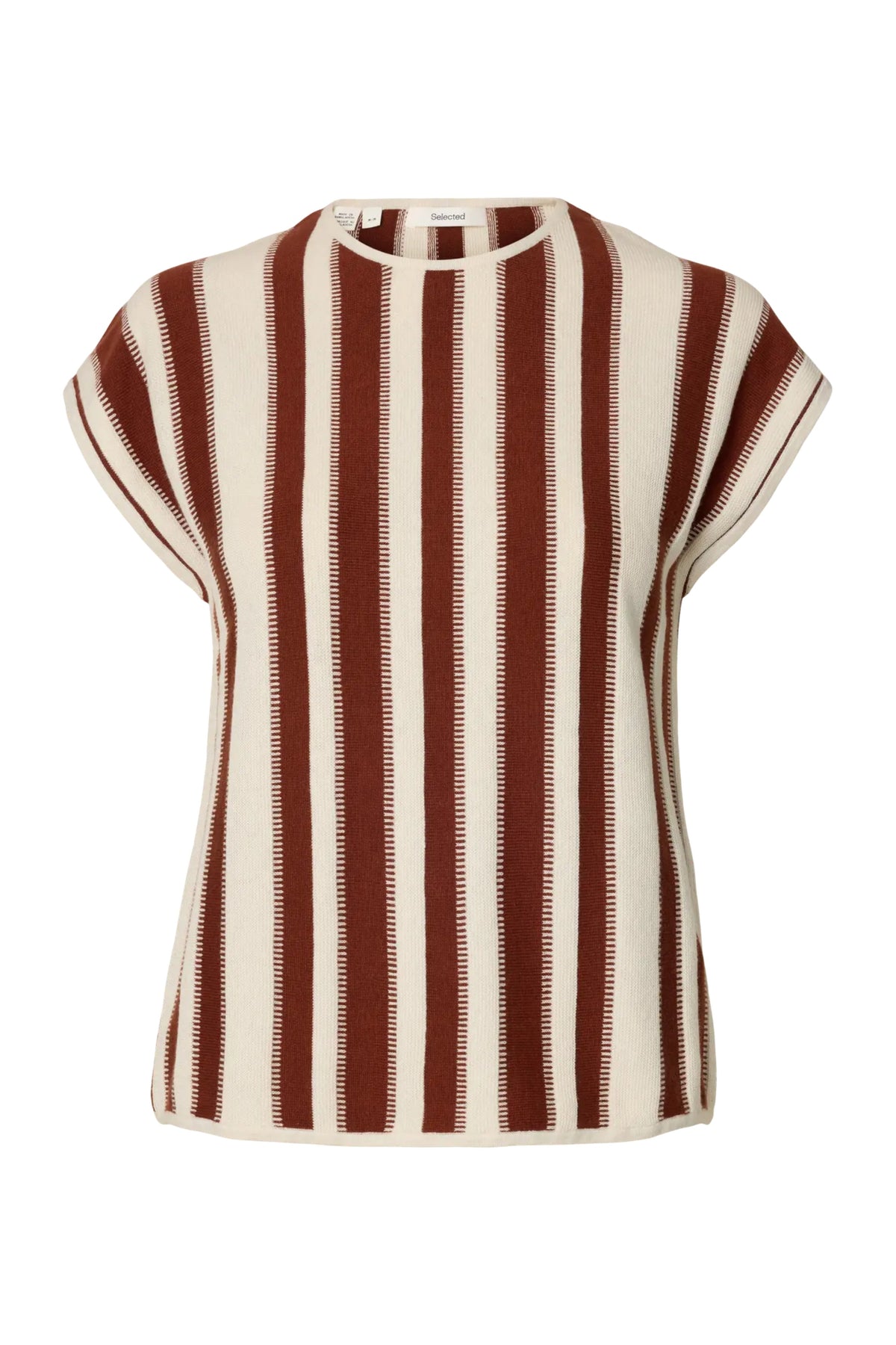 Lina Sl Knit O-Neck - Birch Cherry Mahogany