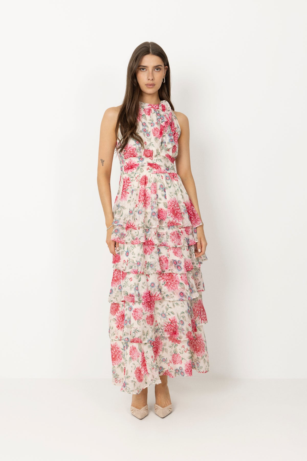 Marli Big Flower Dress - Creme