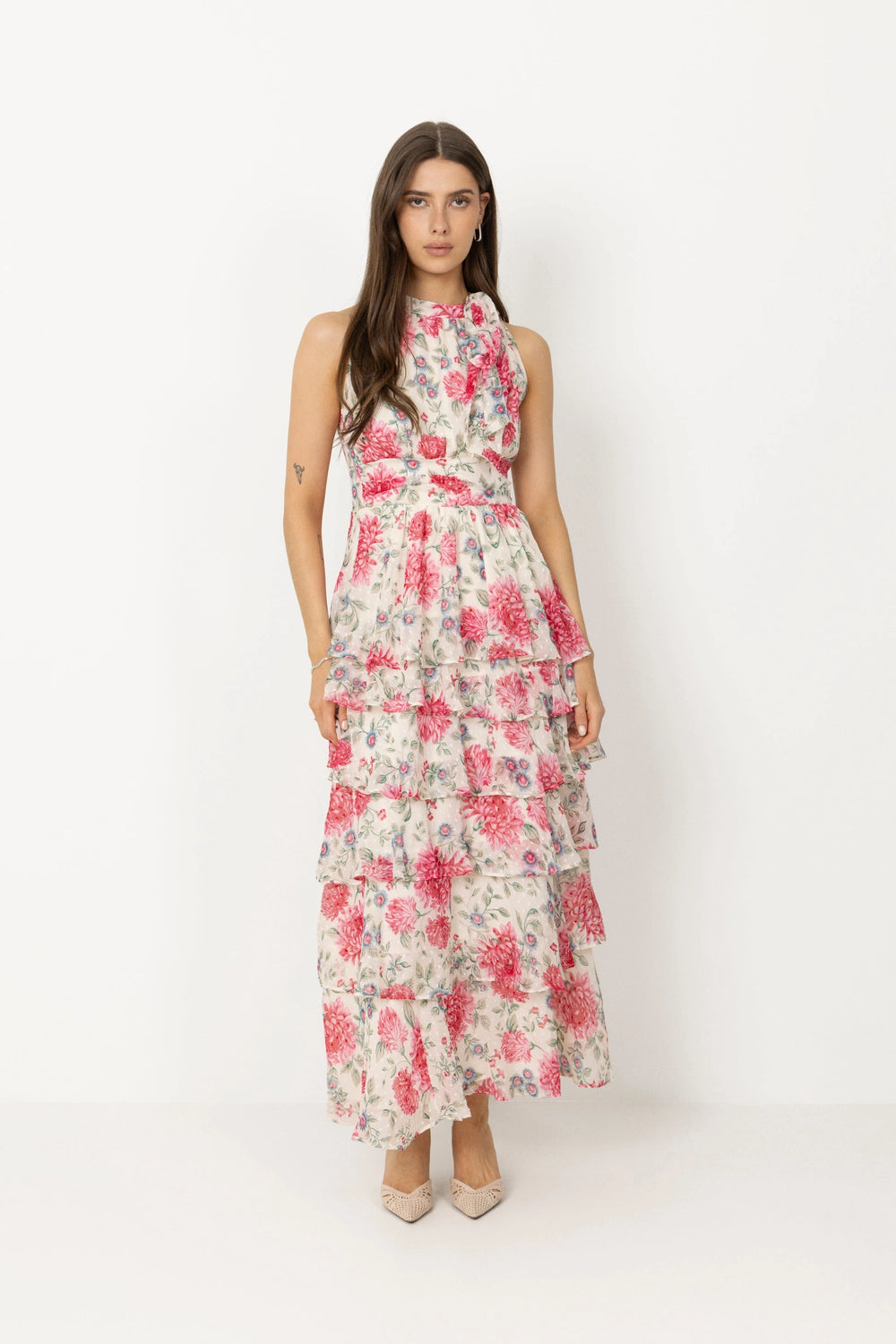 Marli Big Flower Dress - Creme