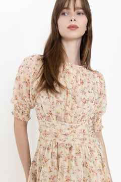 Sable Meadow Printed Dress - Creme