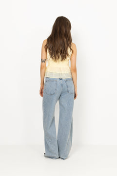 Ansol Solid Chiffon Top - Light Yellow