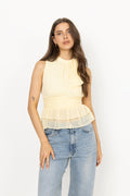 Ansol Solid Chiffon Top - Light Yellow