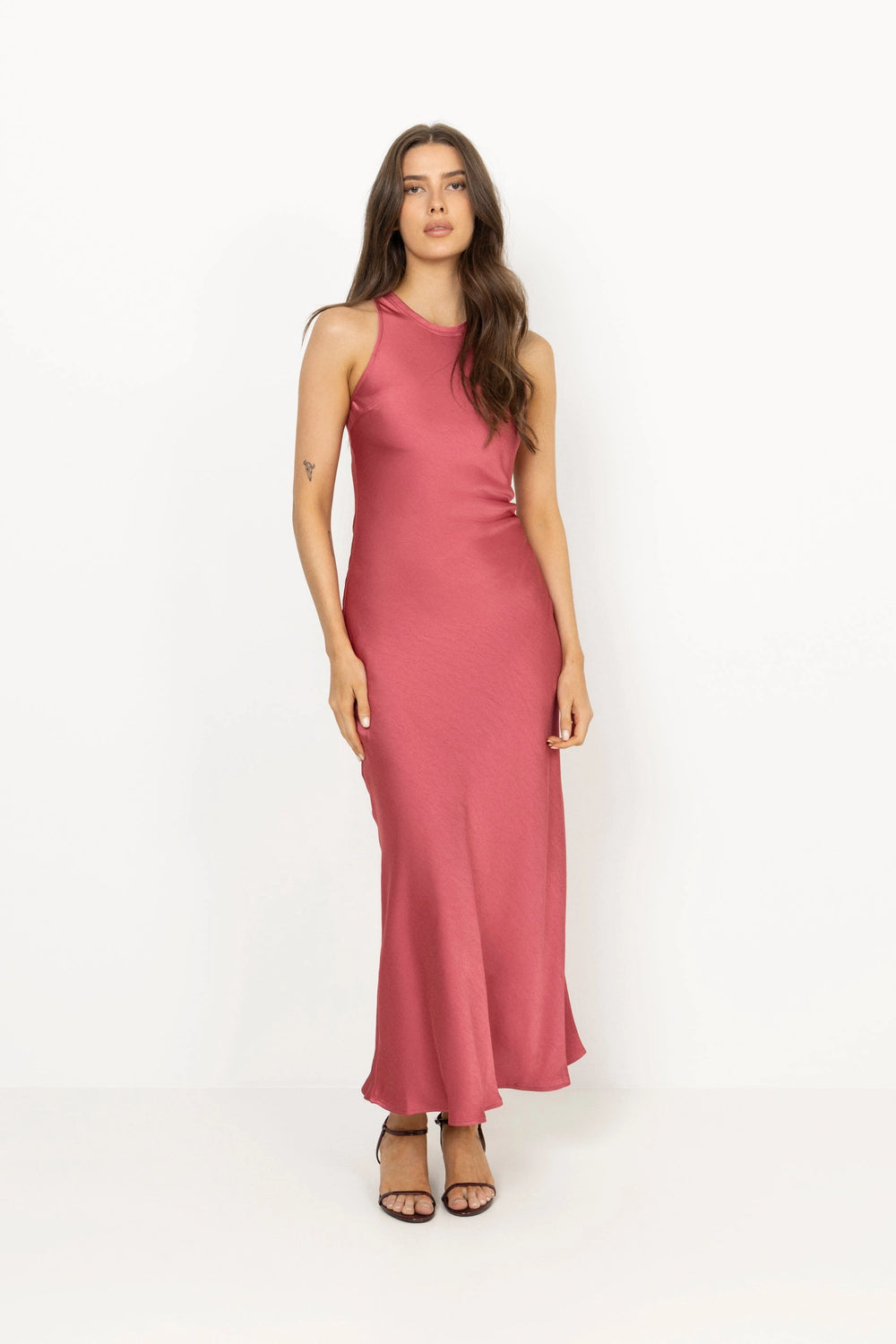 Celinie Heavy Sateen Dress - Cherry Pink