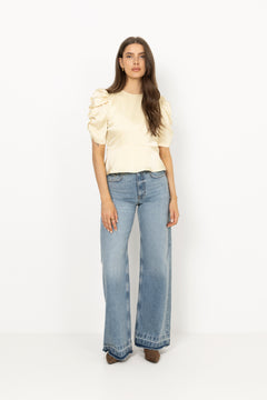 Benua Heavy Sateen Blouse - Light Yellow