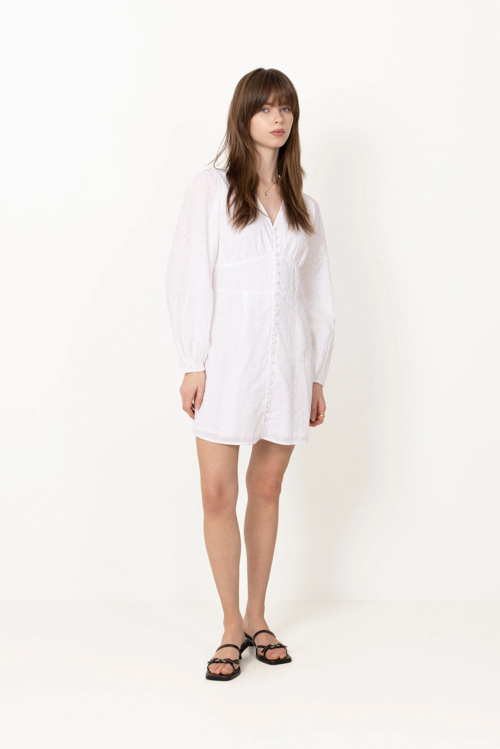 Mabel Embroidery Dress - White