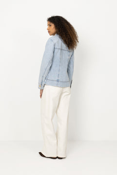 Tia Fitted Denim Shirt - Light Wash Blue