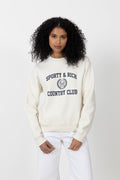 Varsity Crest Crewneck - Ecru Navy