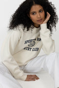 Varsity Crest Crewneck - Ecru Navy