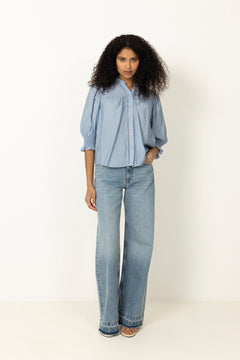 Callumcc Lace Puff V-Shirt - Pale Blue
